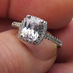 *925 Sterling Silver Diamond Band Engagement Ring